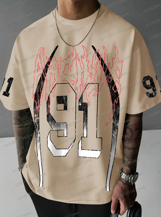 NEW IN Men O-Neck Short Sleeve T-Shirt Sport Unisex Casual T-Shits No.91 Print Adult Plus Size Jersey Tops Men Clothing