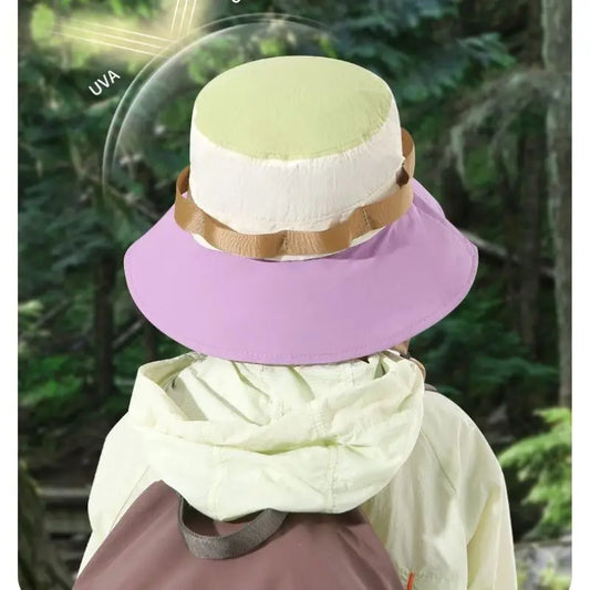 4 Colors Summer Sun Protection Girls Bucket Hat Breathable Outdoor Sports Hats Kids Headwear Caps 2-6Y