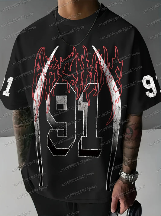 NEW IN Men O-Neck Short Sleeve T-Shirt Sport Unisex Casual T-Shits No.91 Print Adult Plus Size Jersey Tops Men Clothing